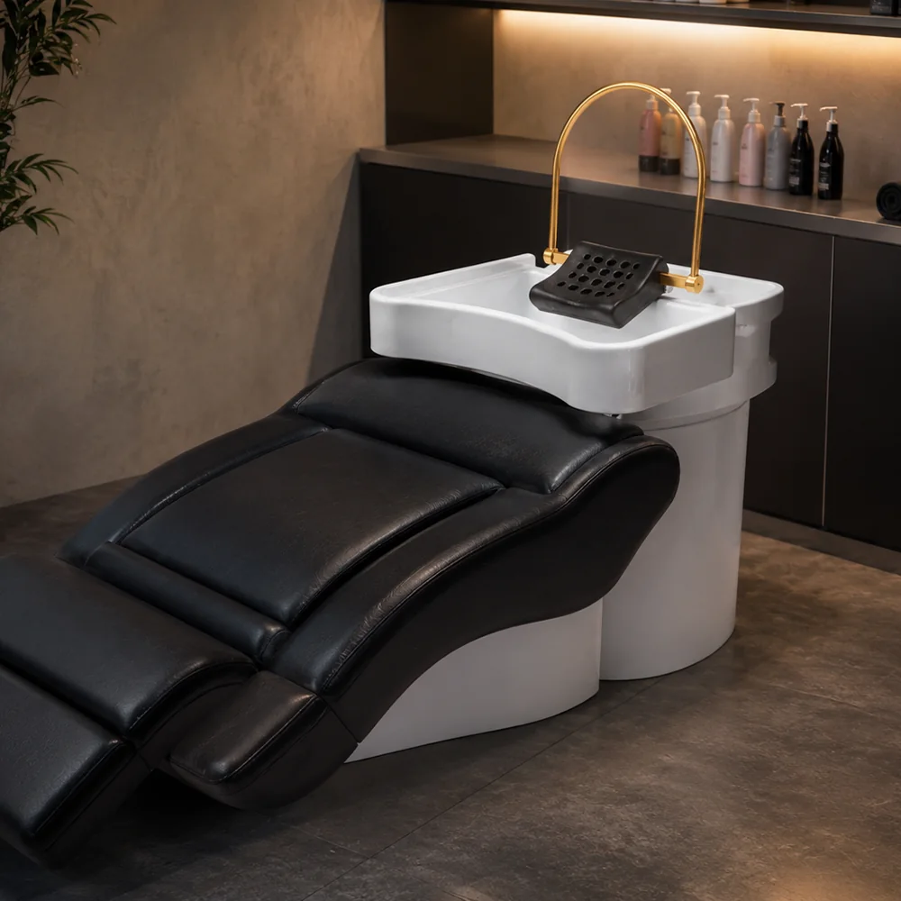 Kafa Masajı Yatağı Lavabo Takımı kuaför salonunda